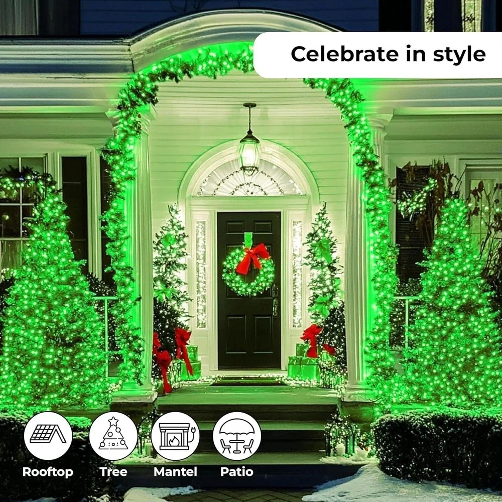 25ft 50 Green Teeny‎ Rice Bulbs Green String Lights 5mm Balled NEW